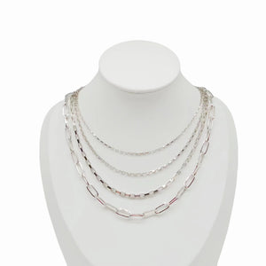 SILVER DANGLING CHAIN NECKLACE ( 0338 RHXX )