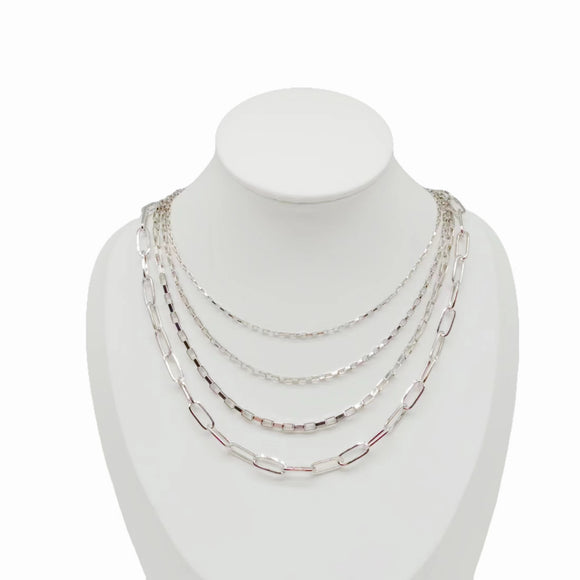 SILVER DANGLING CHAIN NECKLACE ( 0338 RHXX )