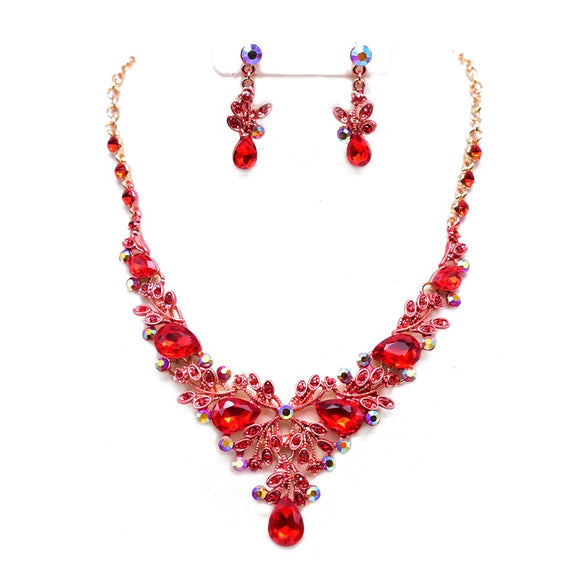GOLD RED NECKLACE SET ( 12330 GRD )