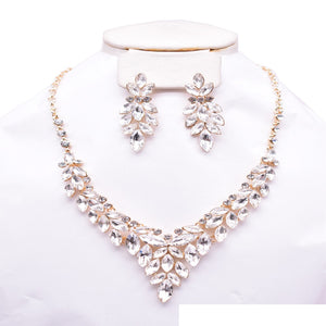 GOLD CLEAR NECKLACE SET ( 12331 GCL )