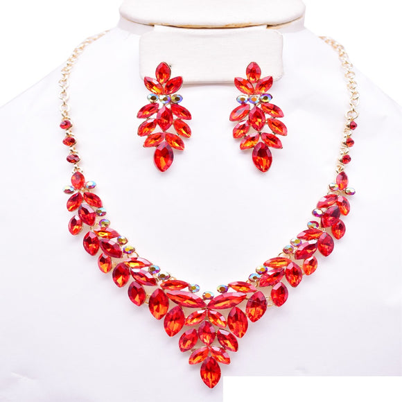 GOLD RED NECKLACE SET ( 12331 GRD )