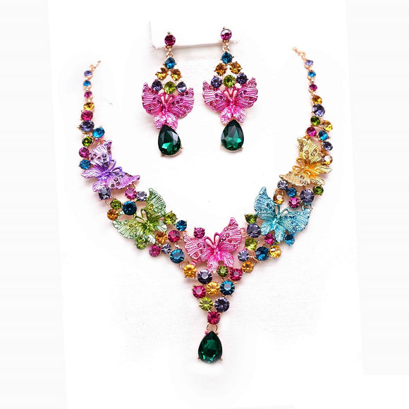 MULTI COLOR FLORAL NECKLACE SET ( 12340 GMU )