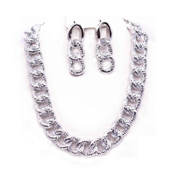 SILVER CHAIN NECKLACE SET ( 12630 R )