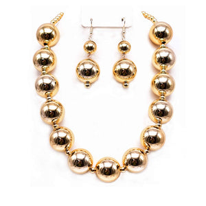 GOLD BALL NECKLACE SET ( 12645 G )