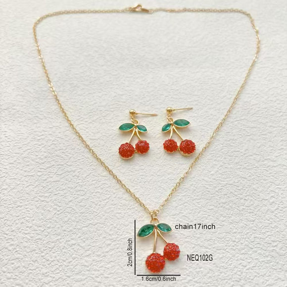 GOLD NECKLACE SET CHERRY DESIGN ( 102 G )