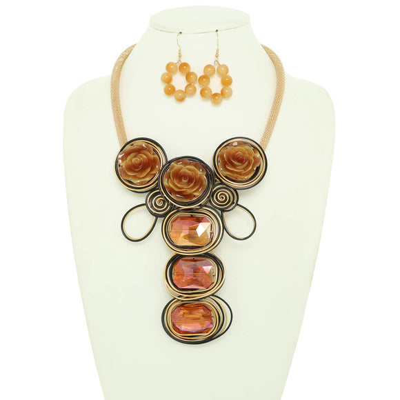 BROWN FASHION NECKLACE SET ( 1349 BR )