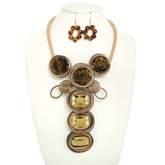 COPPER FASHION NECKLACE SET ( 1349 CP )