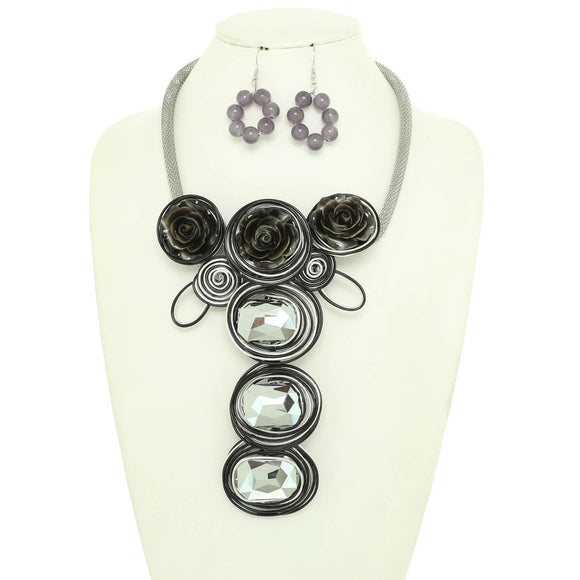 GREY FASHION NECKLACE SET ( 1349 GY )
