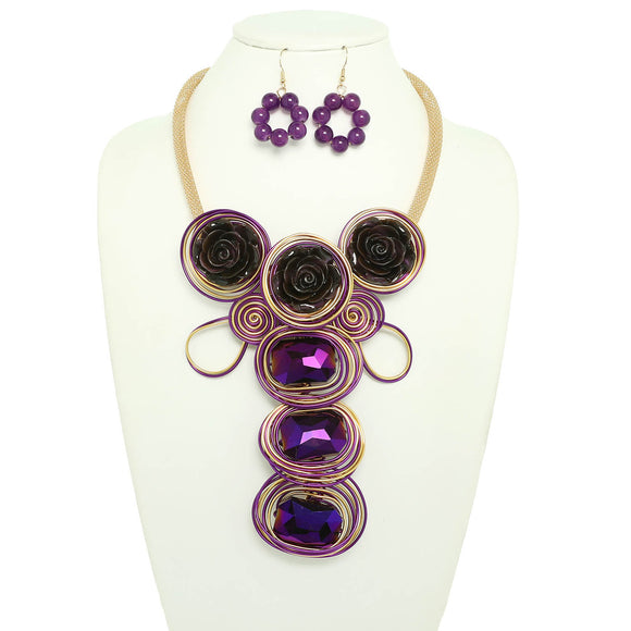 PURPLE FASHION NECKLACE SET ( 1349 PU )