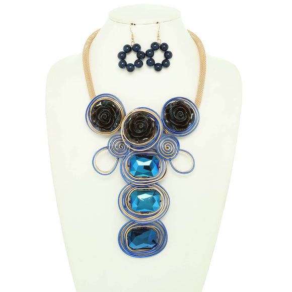 BLUE FASHION NECKLACE SET ( 1349 RY )