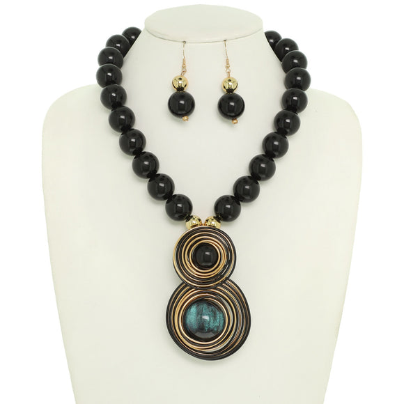 BLACK FASHION NECKLACE SET ( 1540 BK )