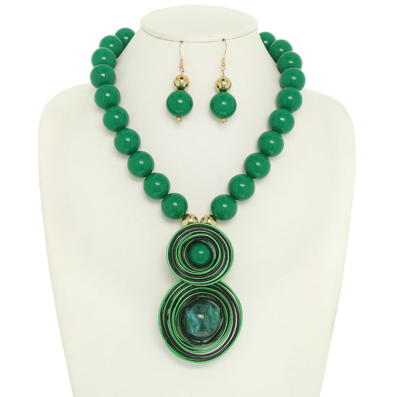GREEN FASHION NECKLACE SET ( 1540 GR )