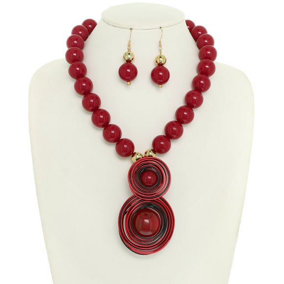RED FASHION NECKLACE SET ( 1540 RD )