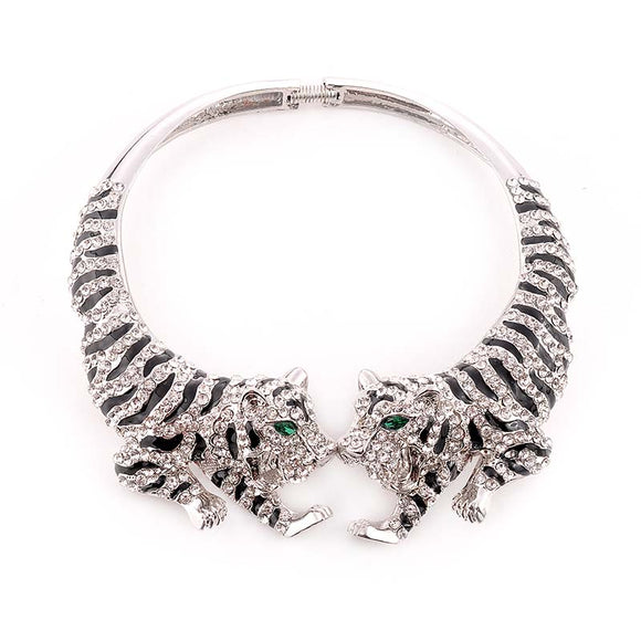 SILVER TIGER CHOKER NECKLACE ( 2506 SCL )