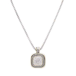 SILVER GOLD NECKLACE SQUARE CZ STONES ( 4067 2T )