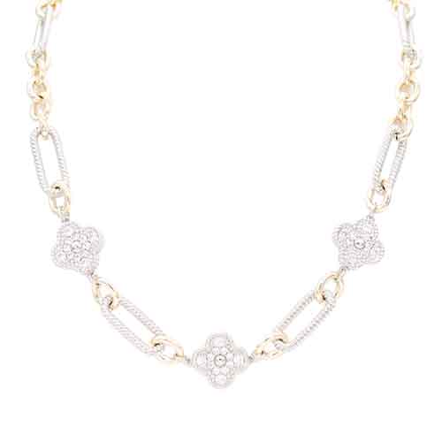 14K GOLD PLATED NECKLACE CZ STONES ( 4845 2T )