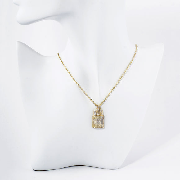 GOLD DIPPED LOCK NECKLACE ( 6002 GCR )