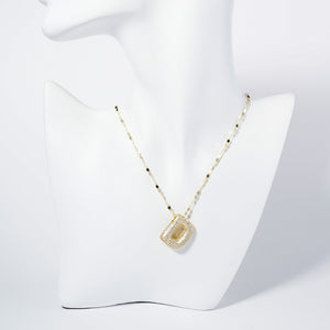 GOLD DIPPED D LETTER NECKLACE CLEAR CZ STONES ( 6113 GCD )