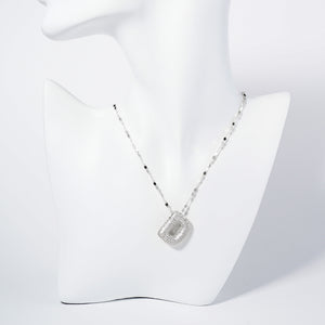 WHITE GOLD DIPPED D LETTER NECKLACE CLEAR CZ STONES ( 6113 RCD )