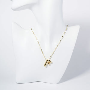 GOLD DIPPED F LETTER INITIAL NECKLACE ( 6114 GF )