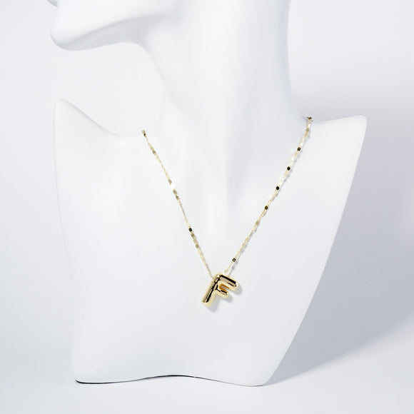 GOLD DIPPED F LETTER INITIAL NECKLACE ( 6114 GF )