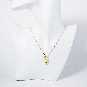 GOLD DIPPED J LETTER INITIAL NECKLACE ( 6114 GJ )