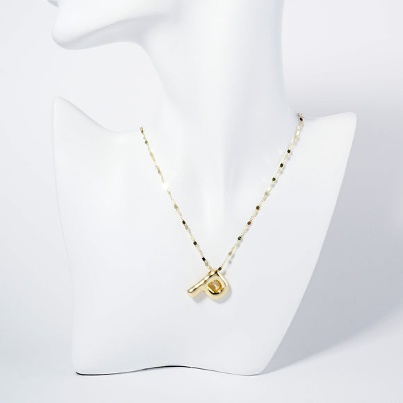 GOLD DIPPED P LETTER INITIAL NECKLACE ( 6114 GP )