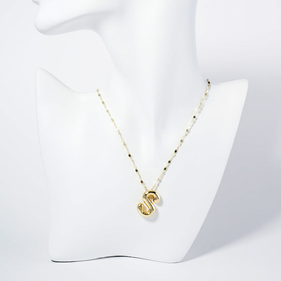 GOLD DIPPED S LETTER INITIAL NECKLACE ( 6114 GS )