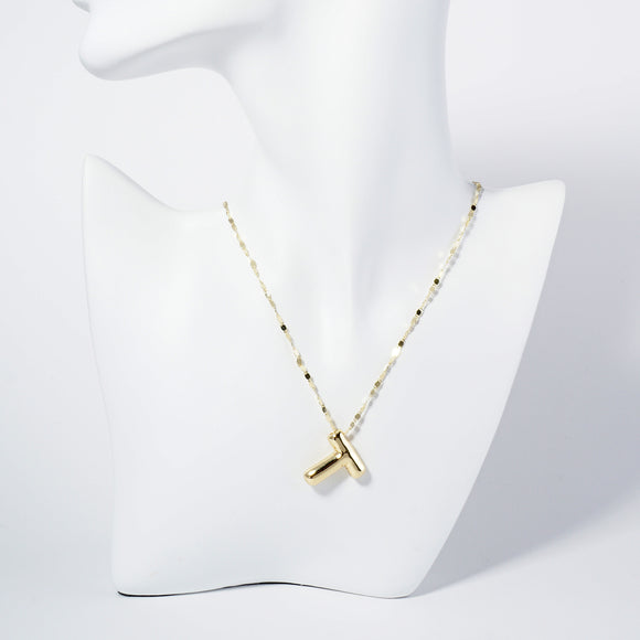 GOLD DIPPED T LETTER INITIAL NECKLACE ( 6114 GT )