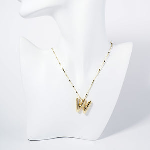 GOLD DIPPED W LETTER INITIAL NECKLACE ( 6114 GW )