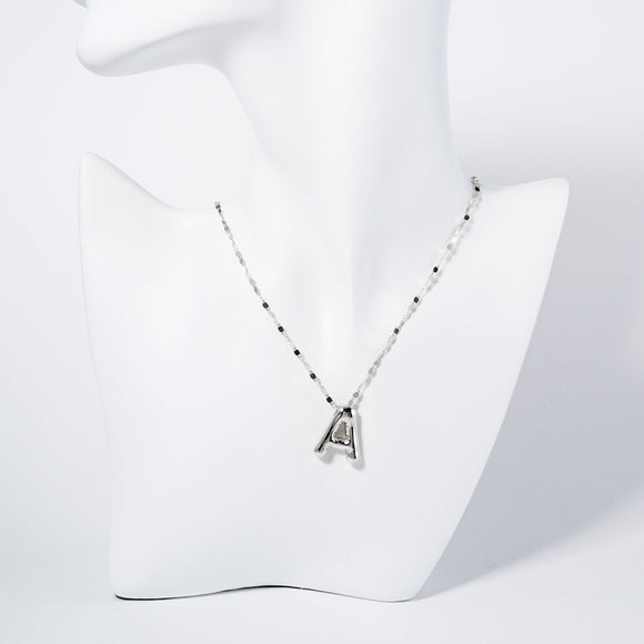 WHITE GOLD DIPPED A LETTER INITIAL NECKLACE ( 6114 RA )