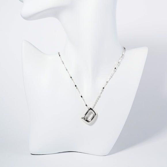 WHITE GOLD DIPPED D LETTER INITIAL NECKLACE ( 6114 RD )