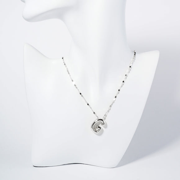 WHITE GOLD DIPPED G LETTER INITIAL NECKLACE ( 6114 RG )