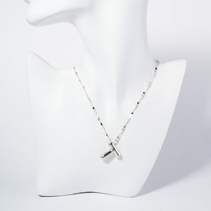 WHITE GOLD DIPPED T LETTER INITIAL NECKLACE ( 6114 RT )