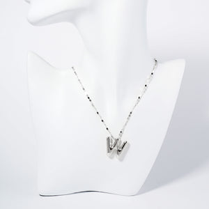 WHITE GOLD DIPPED W LETTER INITIAL NECKLACE ( 6114 RW )