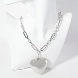 WHITE GOLD DIPPED HEART NECKLACE ( 6289 R )