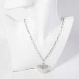WHITE GOLD DIPPED HEART NECKLACE ( 6290 R )