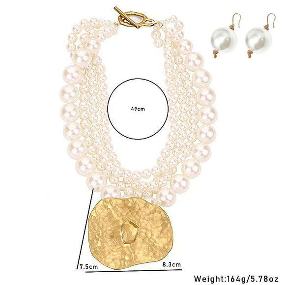 PEARL GOLD METAL NECKLACE SET ( 1352 )