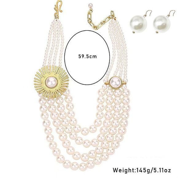 PEARL GOLD METAL NECKLACE SET ( 1353 )