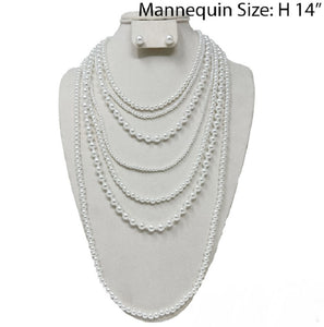 7 LINE PEARL NECKLACE SET ( 139 RWH )