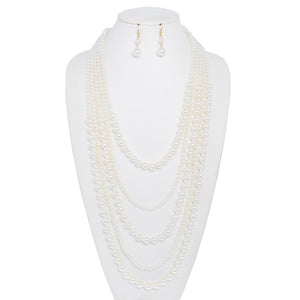 5 LINE PEARL NECKLACE SET ( 140 GCR )