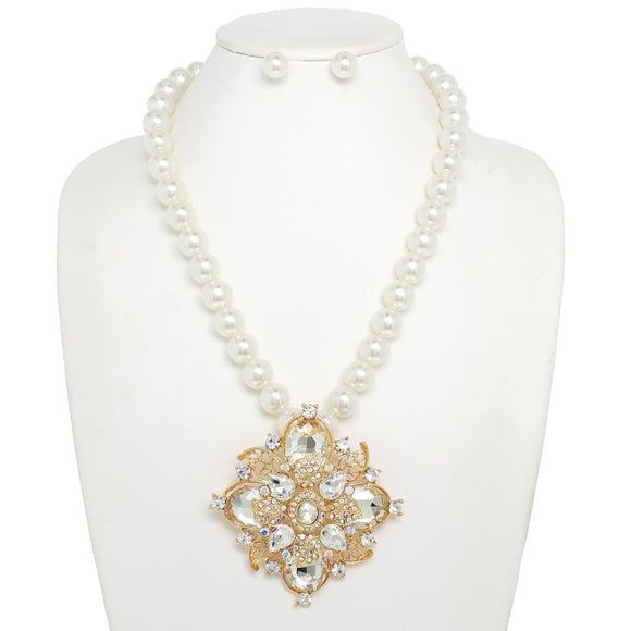 GOLD PEARL NECKLACE SET ( 159 GCL )