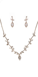 SILVER NECKLACE SET CLEAR STONES ( 22346 CLSV )