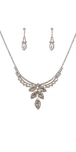 SILVER CLEAR NECKLACE SET ( 22201 CLSV )