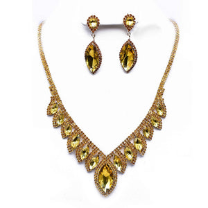 Gold Necklace Set Yellow Stones ( 12234 GYE )