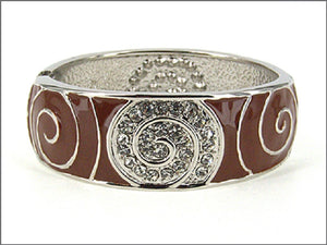 Silver Brown Bangle Clear Stones ( 00940 RDBRN )