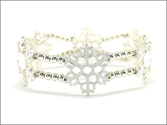 SILVER SNOWFLAKE STRETCH BRACELET ( 03702 SVWHT )