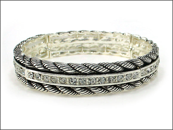SILVER STRETCH BRACELET CLEAR STONES ( 05784 ASCRY )