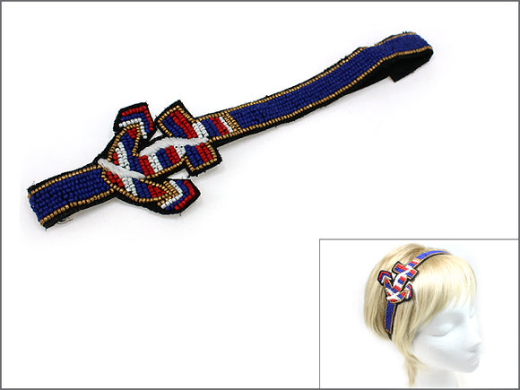 MULTICOLOR BEAD HEADBAND ( 0271 GLBLU )
