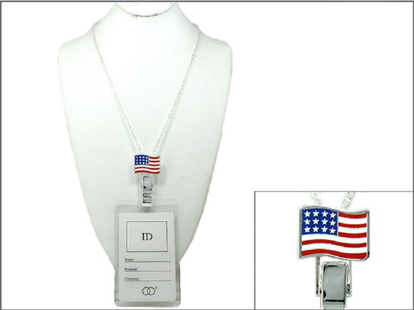 Long Silver American Flag ID Holder ( 10069 SVMUL )